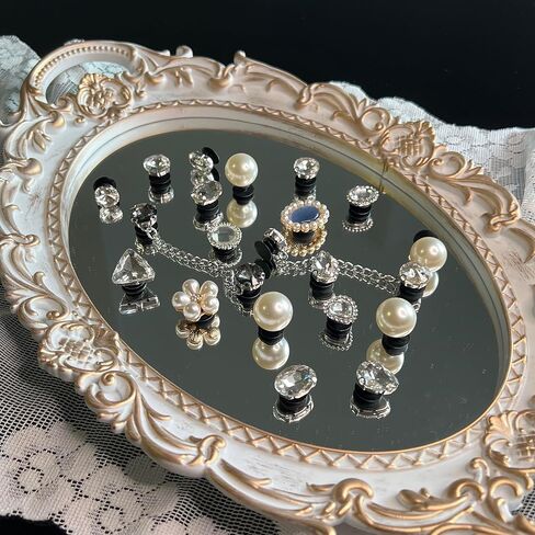 Bling Shoe Charms for Women, Pearl Diamond Fashion Shoes Accessories with Bling Chain, Shining Shoes DIY Jewels Decoration for Gifts Party, Punk Metal Style in Saudi Arabia