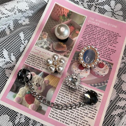 Bling Shoe Charms for Women, Pearl Diamond Fashion Shoes Accessories with Bling Chain, Shining Shoes DIY Jewels Decoration for Gifts Party, Punk Metal Style in Saudi Arabia
