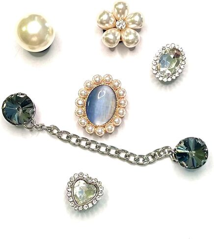 Bling Shoe Charms for Women, Pearl Diamond Fashion Shoes Accessories with Bling Chain, Shining Shoes DIY Jewels Decoration for Gifts Party, Punk Metal Style in Saudi Arabia