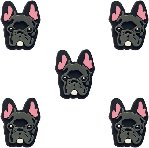 French Bulldog Dog Shoe Charms - Cute Animal Decoration Charms Gift for Boys Kids Teens and Adults - Set of 5 in Kuwait