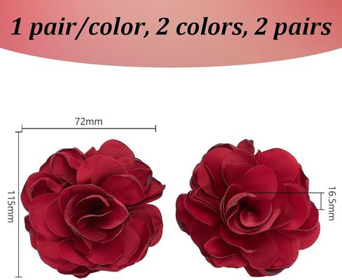 1 Pair Red Flowers Shoe Clips Wedding Shoe Buckles Bridal Removable Shoe Clips Shoe Buckle Charm Bag Clothing Hair Decorations for Women Hairpin Brooches Party Heels Flats Pumps Craft in Saudi Arabia