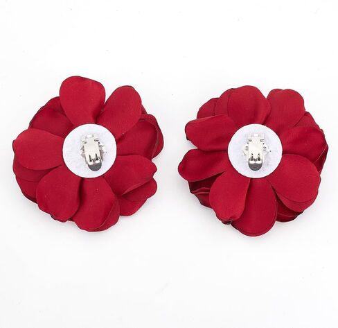 1 Pair Red Flowers Shoe Clips Wedding Shoe Buckles Bridal Removable Shoe Clips Shoe Buckle Charm Bag Clothing Hair Decorations for Women Hairpin Brooches Party Heels Flats Pumps Craft in Saudi Arabia