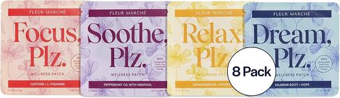 Fleur Marche Everything, Plz Botanical Patch Variety Pack - 4 Wellness Patches with Plant Powered Ingredients - Relax, Focus, Soothe, Dream - Highly Bioavailable Patches - 8 Patches in Saudi Arabia