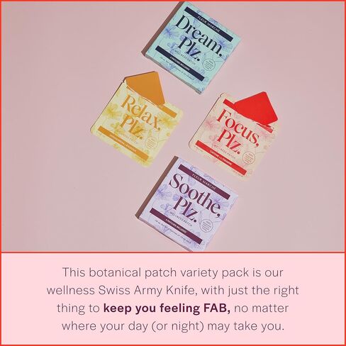 Fleur Marche Everything, Plz Botanical Patch Variety Pack - 4 Wellness Patches with Plant Powered Ingredients - Relax, Focus, Soothe, Dream - Highly Bioavailable Patches - 8 Patches in Saudi Arabia