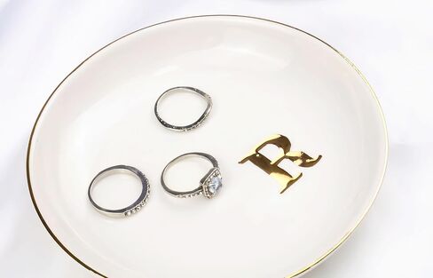 Ceramic Ring Dish Initial Jewelry Dish Personalized K-Monogrammed For Women Engagement Wedding Gifts,Jewelry Tray For Friends,Sister,Birthday Mother'S Day Christmas For Women, White in Saudi Arabia