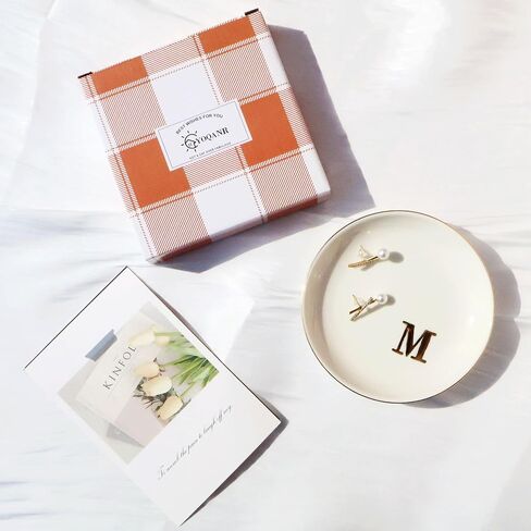 Ceramic Ring Dish Initial Jewelry Dish Personalized K-Monogrammed For Women Engagement Wedding Gifts,Jewelry Tray For Friends,Sister,Birthday Mother'S Day Christmas For Women, White in Saudi Arabia