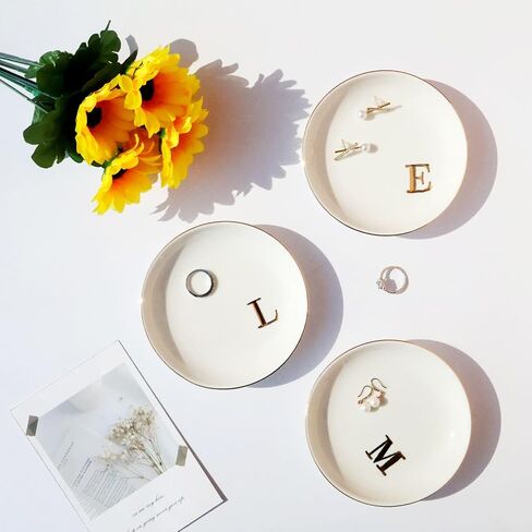 Ceramic Ring Dish Initial Jewelry Dish Personalized K-Monogrammed For Women Engagement Wedding Gifts,Jewelry Tray For Friends,Sister,Birthday Mother'S Day Christmas For Women, White in Saudi Arabia