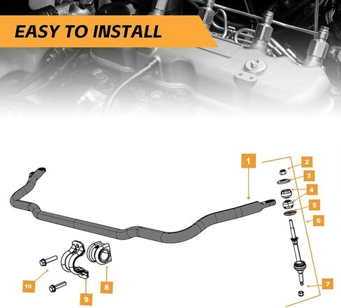 55398938AC Steel Front Suspension Stabilizer Bar, Compatible with 2011-2018 Ram 1500, 2019-2022 Ram 1500 Classic 4WD in Kuwait