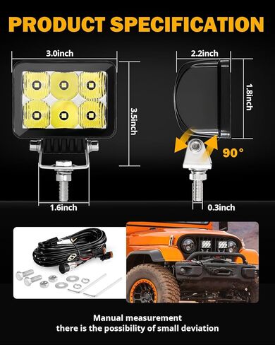 Auxbeam 3.5 بوصة فلوش جبل LED أضواء جراب، 40W مكعب الطرق الوعرة القيادة ضوء احتياطي أبيض الفيضانات شعاع خندق عكس الضوء مع DT الأسلاك تسخير عدة لشاحنة UTV ATV SUV 4x4 سيارة in Kuwait