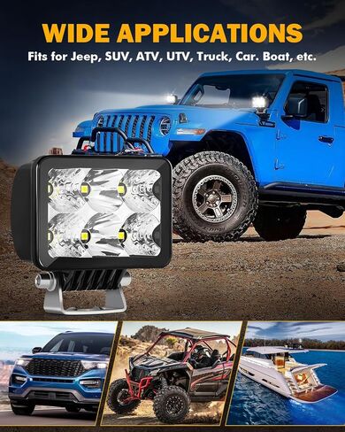 Auxbeam 3.5 بوصة فلوش جبل LED أضواء جراب، 40W مكعب الطرق الوعرة القيادة ضوء احتياطي أبيض الفيضانات شعاع خندق عكس الضوء مع DT الأسلاك تسخير عدة لشاحنة UTV ATV SUV 4x4 سيارة in Kuwait