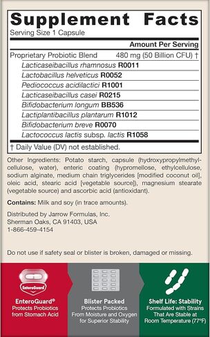 Jarrow Formulas Jarro-Dophilus EPS Gut Rescue Probiotics 50 مليار CFU مع 8 سلالات مدروسة سريريًا، مكمل غذائي لدعم صحة الأمعاء، 30 كبسولة نباتية، كمية تكفي 30 يومًا in Kuwait