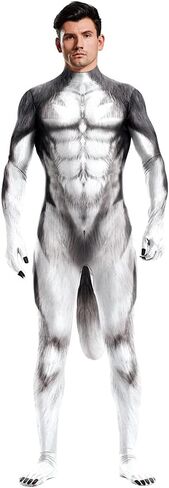 animal bodysuit for men zentai spandex body suit with big tail halloween furry costumes in Saudi Arabia