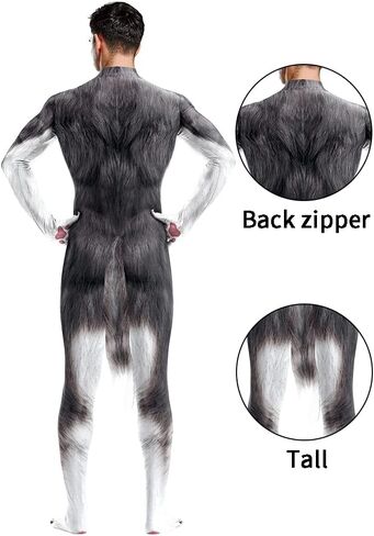 animal bodysuit for men zentai spandex body suit with big tail halloween furry costumes in Saudi Arabia