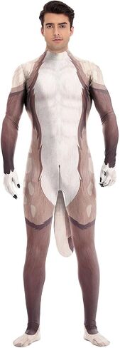 animal bodysuit for men zentai spandex body suit with big tail halloween furry costumes in Saudi Arabia