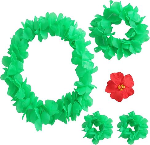 Hawaiian Luau Flower Leis Green Garland Headband Flower Hair Clip Halloween Costume Accessories Beach Party Supplies in Kuwait