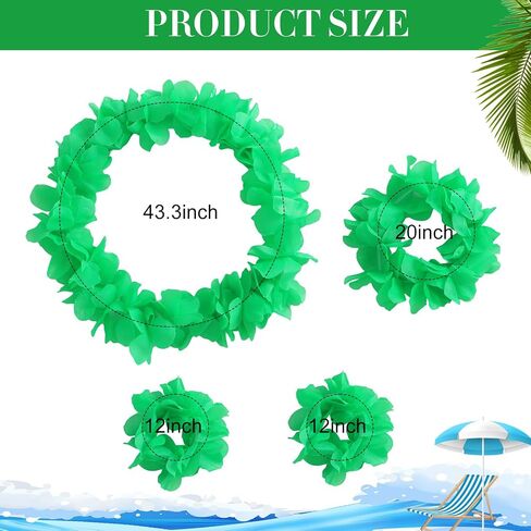 Hawaiian Luau Flower Leis Green Garland Headband Flower Hair Clip Halloween Costume Accessories Beach Party Supplies in Kuwait