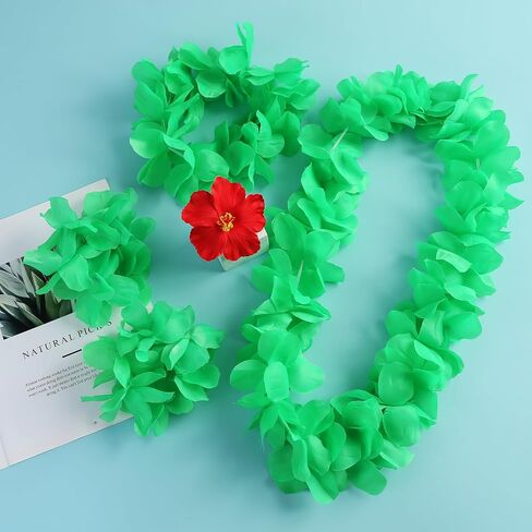 Hawaiian Luau Flower Leis Green Garland Headband Flower Hair Clip Halloween Costume Accessories Beach Party Supplies in Kuwait