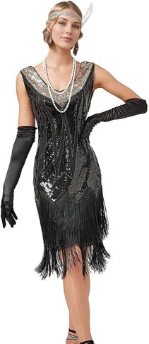 فساتين نسائية بدون أكمام، أزياء الحفلات المسائية من العشرينيات من القرن الماضي مع مجموعة إكسسوارات من العشرينيات in Kuwait