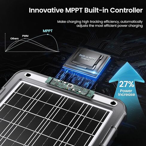 POWOXI Upgraded MPPT 15W Solar Car Battery Charger&Maintainer Solar Trickle Charger for Car Battery12v Portable Waterproof Built-in MPPT Charging Controller for 12 Volt Car RV Trailer Marine Boat in Saudi Arabia