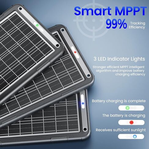 POWOXI Upgraded MPPT 15W Solar Car Battery Charger&Maintainer Solar Trickle Charger for Car Battery12v Portable Waterproof Built-in MPPT Charging Controller for 12 Volt Car RV Trailer Marine Boat in Saudi Arabia