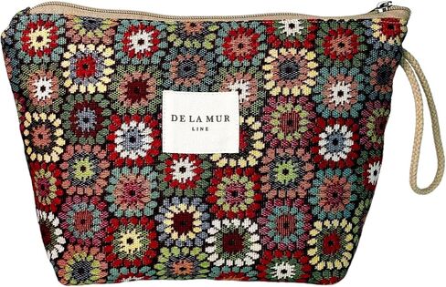 Large Floral Travel Makeup Bag – Patterned Cosmetic Bag for Women, Boho Toiletry Organizer for Travel Accessories, Gifts for Women, Made in Spain in Saudi Arabia