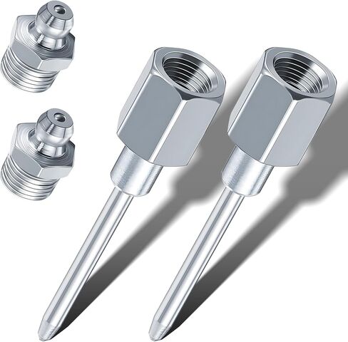 ANBUY 2 حزمة من فوهة إبرة الشحوم، محول شحم إبرة ضيقة مع خيوط NPT 1/8 بوصة، تركيب شحم إبرة، محول تشحيم إبرة للأجزاء المعدنية للسيارات in Kuwait