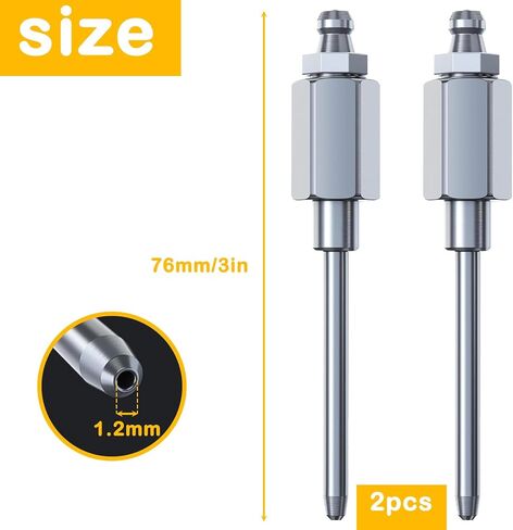 ANBUY 2 حزمة من فوهة إبرة الشحوم، محول شحم إبرة ضيقة مع خيوط NPT 1/8 بوصة، تركيب شحم إبرة، محول تشحيم إبرة للأجزاء المعدنية للسيارات in Kuwait