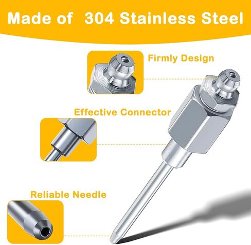 ANBUY 2 حزمة من فوهة إبرة الشحوم، محول شحم إبرة ضيقة مع خيوط NPT 1/8 بوصة، تركيب شحم إبرة، محول تشحيم إبرة للأجزاء المعدنية للسيارات in Kuwait
