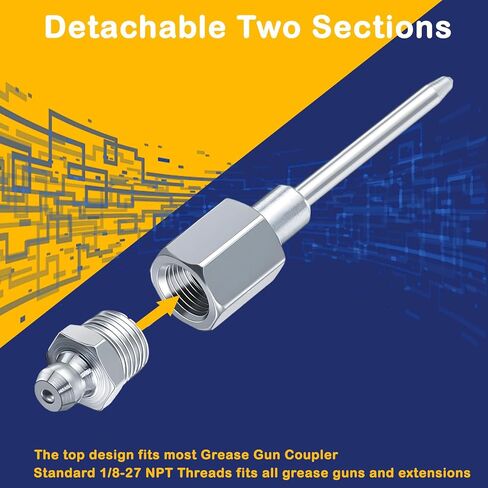 ANBUY 2 حزمة من فوهة إبرة الشحوم، محول شحم إبرة ضيقة مع خيوط NPT 1/8 بوصة، تركيب شحم إبرة، محول تشحيم إبرة للأجزاء المعدنية للسيارات in Kuwait