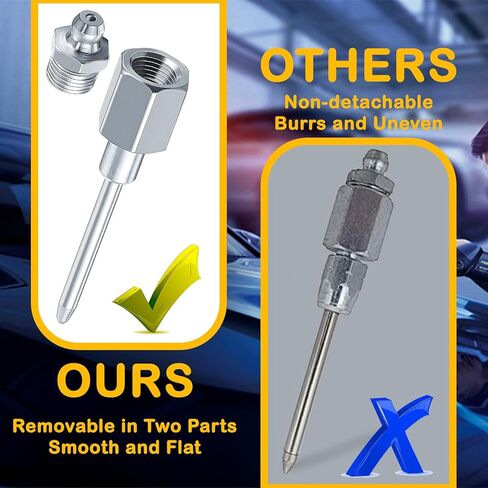 ANBUY 2 حزمة من فوهة إبرة الشحوم، محول شحم إبرة ضيقة مع خيوط NPT 1/8 بوصة، تركيب شحم إبرة، محول تشحيم إبرة للأجزاء المعدنية للسيارات in Kuwait