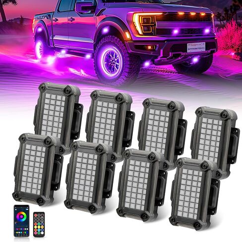 OFFROADTOWN RGBW Rock Lights 4 Pods LED Rock Light Kit for UTV ATV with APP RF Control & Timing & Music Mode Multicolor Neon Underglow Kit Bright Underbody Lights for Golf Cart RZR Trucks Jeep SUV Car in Saudi Arabia