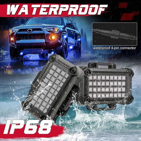 OFFROADTOWN RGBW Rock Lights 4 Pods LED Rock Light Kit for UTV ATV with APP RF Control & Timing & Music Mode Multicolor Neon Underglow Kit Bright Underbody Lights for Golf Cart RZR Trucks Jeep SUV Car in Saudi Arabia