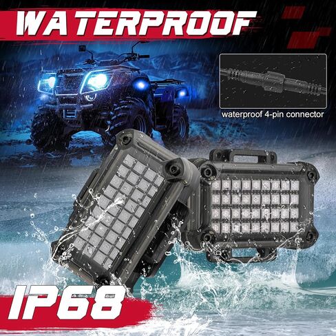 OFFROADTOWN RGBW Rock Lights 4 Pods LED Rock Light Kit for UTV ATV with APP RF Control & Timing & Music Mode Multicolor Neon Underglow Kit Bright Underbody Lights for Golf Cart RZR Trucks Jeep SUV Car in Saudi Arabia