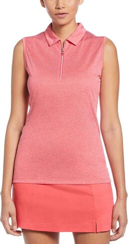 Callaway Womens 1/4 Zip Sleeveless Heather Polo (as1, Alpha, m, Regular, Regular, Geranium) in Kuwait