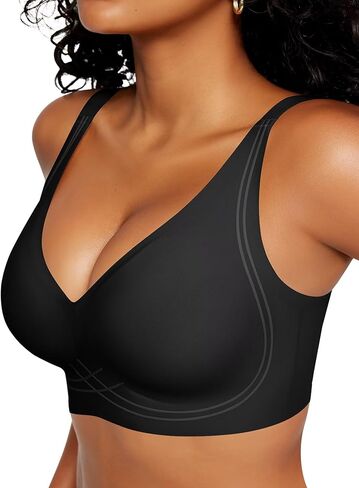 Vertvie Womens Seamless Bras Deep V Wireless Push Up Comfort Bras No Underwire Supportive Bra Soft Breathable Sleep Bralettes in Kuwait