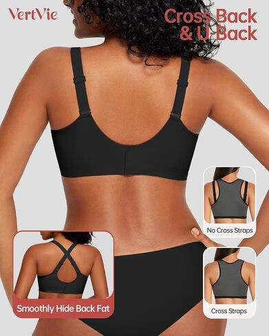 Vertvie Womens Seamless Bras Deep V Wireless Push Up Comfort Bras No Underwire Supportive Bra Soft Breathable Sleep Bralettes in Kuwait