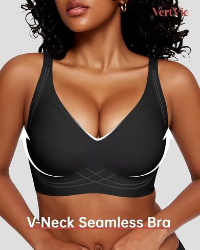 Vertvie Womens Seamless Bras Deep V Wireless Push Up Comfort Bras No Underwire Supportive Bra Soft Breathable Sleep Bralettes in Kuwait