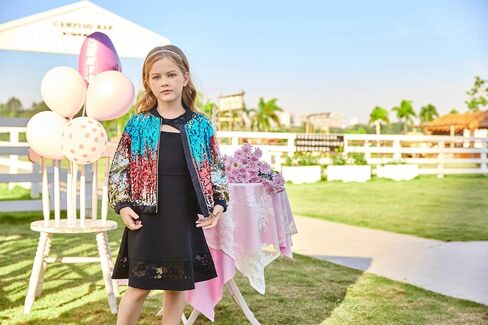GRACE KARIN Girls Sequin Jacket Kids Bomber Zip Outwear Sparkle Fall Costume Top Dress Coat Size 5-14 in Saudi Arabia