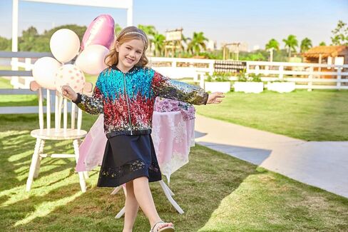 GRACE KARIN Girls Sequin Jacket Kids Bomber Zip Outwear Sparkle Fall Costume Top Dress Coat Size 5-14 in Saudi Arabia