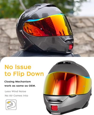 Soman CNS-3 Visor Replacements, CNS-3 Tinted Visor Shield Compatible with Neotec 2 (Smoke Revo Red) in Kuwait