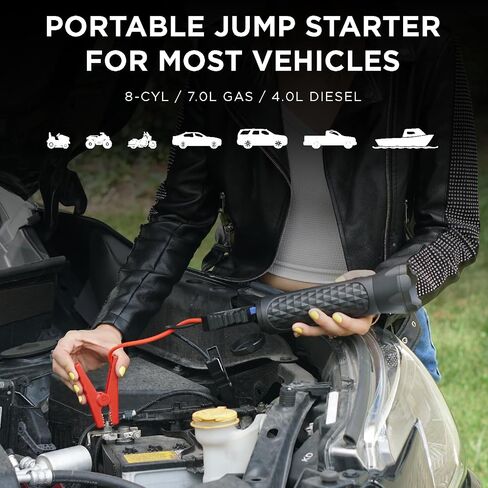BoostHero Portable Car Battery Jump Starter, 6,000mAh Power Bank, LED Flashlight, with Smart Jumper Cables for up to 6.0L Gas/4.0L Diesel Engines (Black) in Saudi Arabia