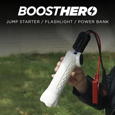 BoostHero Portable Car Battery Jump Starter, 6,000mAh Power Bank, LED Flashlight, with Smart Jumper Cables for up to 6.0L Gas/4.0L Diesel Engines (Black) in Kuwait