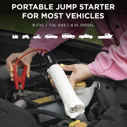 BoostHero Portable Car Battery Jump Starter, 6,000mAh Power Bank, LED Flashlight, with Smart Jumper Cables for up to 6.0L Gas/4.0L Diesel Engines (Black) in Kuwait