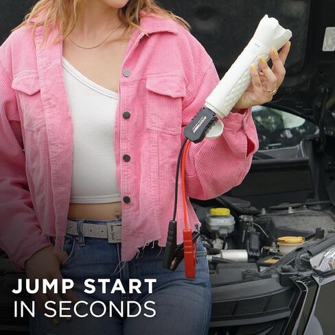 BoostHero Portable Car Battery Jump Starter, 6,000mAh Power Bank, LED Flashlight, with Smart Jumper Cables for up to 6.0L Gas/4.0L Diesel Engines (Black) in Kuwait