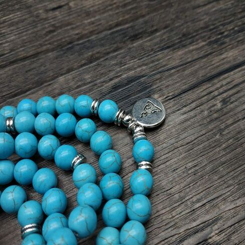 قلادة سوار من خرز مالا الطبيعي 108 مجوهرات للتأمل مع سحر اليوغا (فيروزي أخضر) in Kuwait