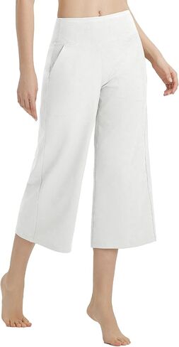 BALEAF Women's Capri Pants Wide Leg Yoga Dress Capris High Waist Cropped Pants with Pockets Loose Lounge Travel Summer in Kuwait