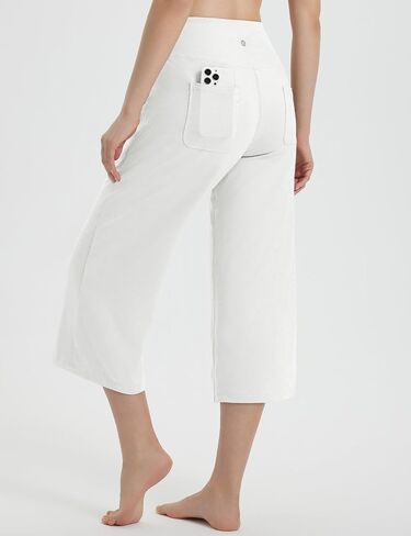 BALEAF Women's Capri Pants Wide Leg Yoga Dress Capris High Waist Cropped Pants with Pockets Loose Lounge Travel Summer in Kuwait