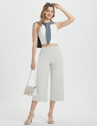 BALEAF Women's Capri Pants Wide Leg Yoga Dress Capris High Waist Cropped Pants with Pockets Loose Lounge Travel Summer in Kuwait