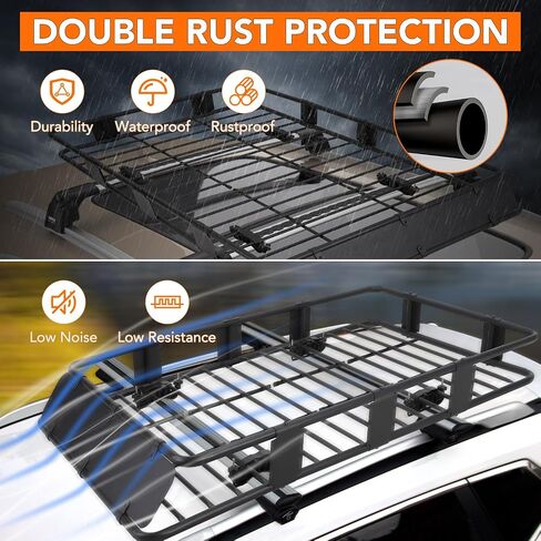 Roof Rack Cargo Basket 64 x 39 in Universal SUV Rooftop Cargo Basket Carrier for Car SUV Truck,Roof Cargo Basket with Cargo Bag,Luggage Lock,Net,Ratchet Straps Adjustable Roof Basket 48"x 39" in Saudi Arabia