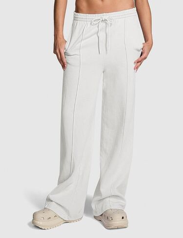 بنطال رياضي نسائي من الصوف بأرجل واسعة من HeSaYep، سروال فضفاض عالي الخصر برباط، بنطال رياضي in Kuwait